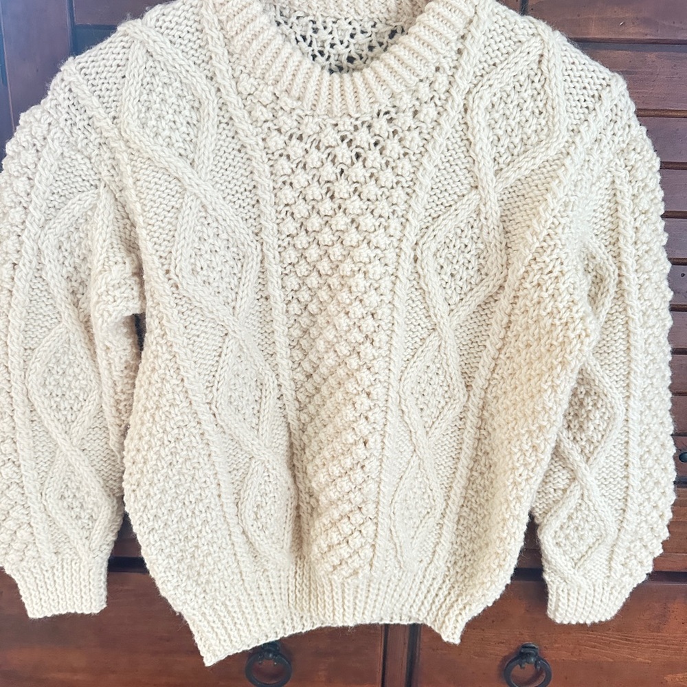 Vintage Chunky Cable Knit Cream Sweater